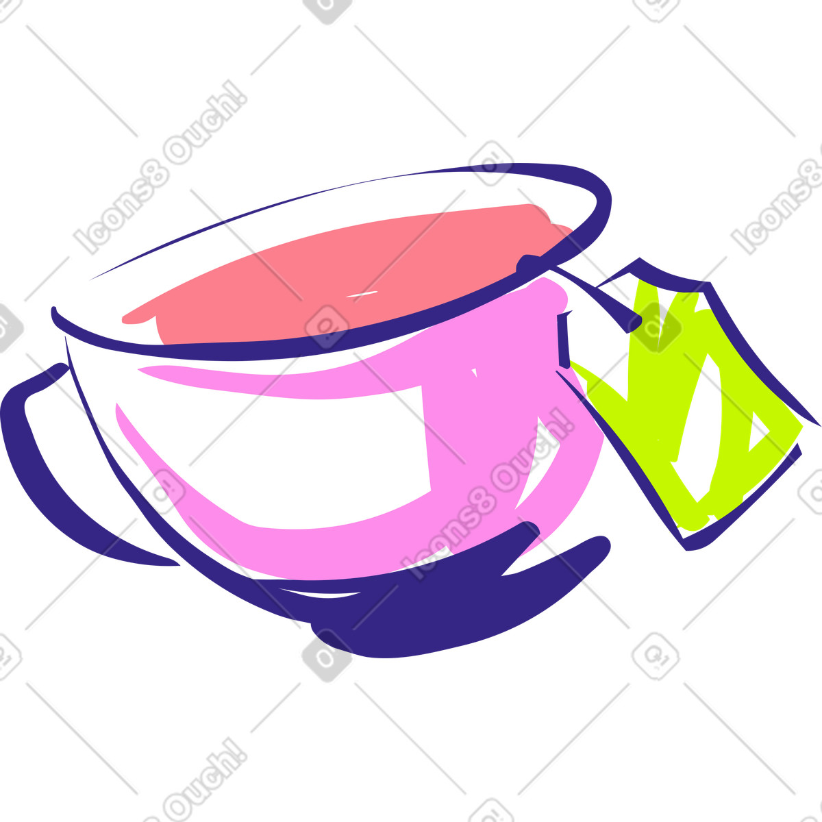 Cup of green tea illustration in Glam style download in PNG, SVG
