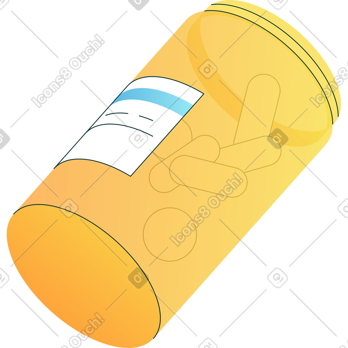 Orange pillendose-Illustration im Florid-Stil als Download in PNG, SVG
