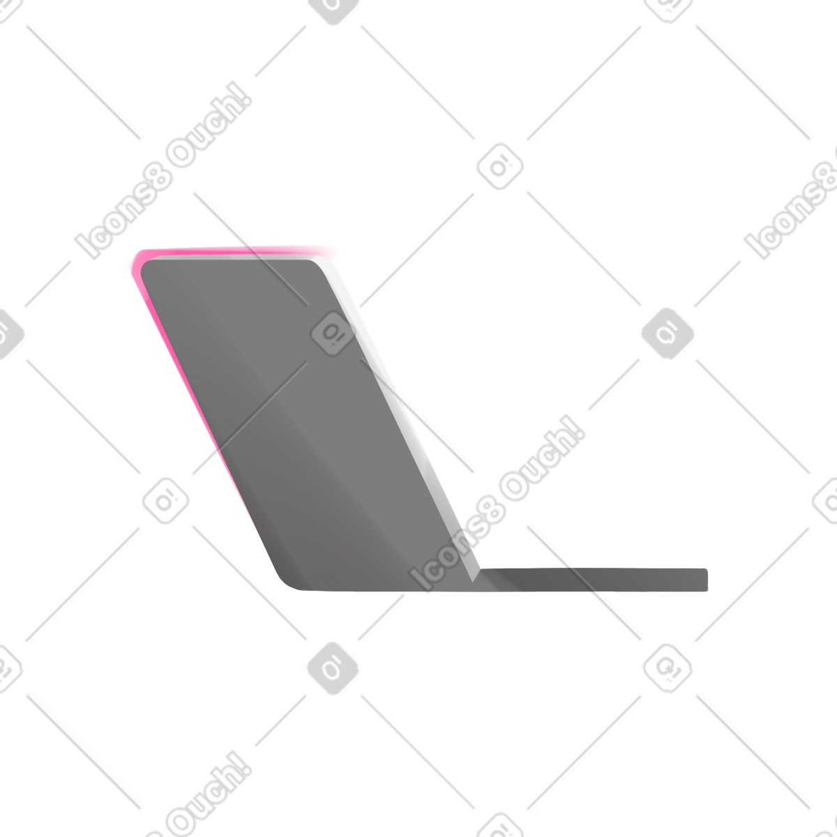 下载 Dynamic 风格的 Laptop lid open with metallic gray finish 插画，支持 PNG、SVG 格式
