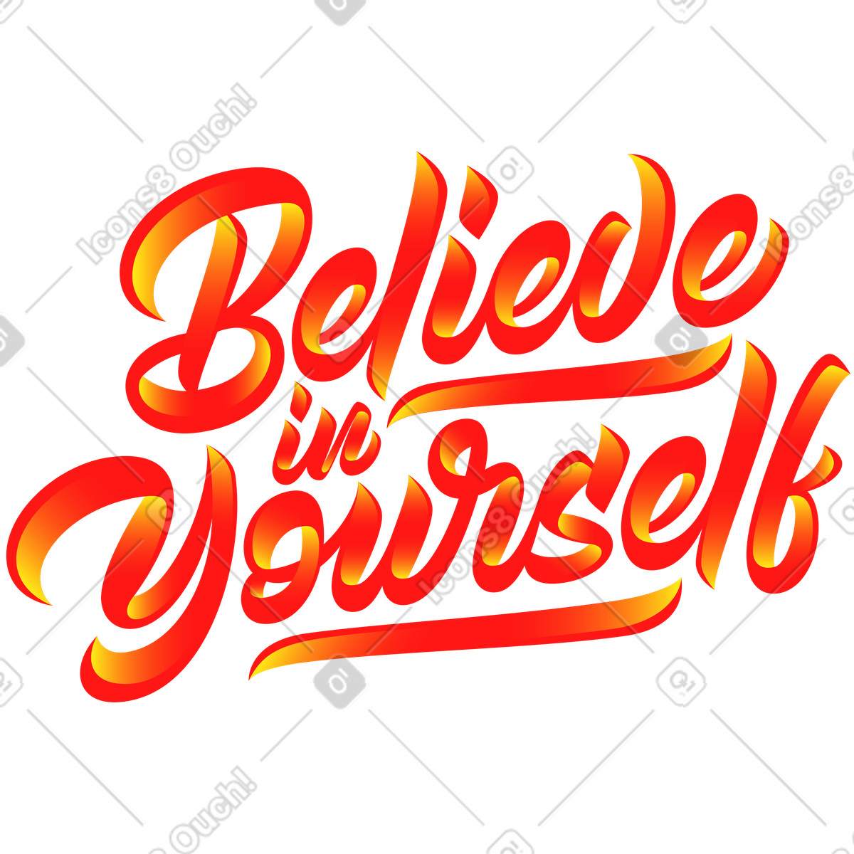 Ilustración Las letras creen en ti mismo con texto de sombra degradado estilo Lettering a descargar PNG y SVG