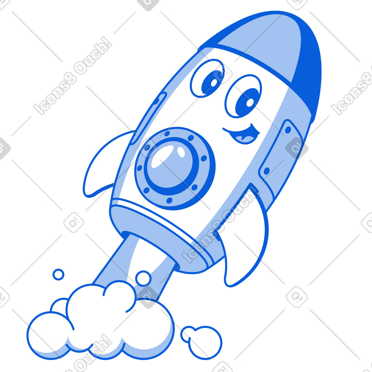 Rocket ship launch, startup project illustration in Handy Line style download in PNG, SVG