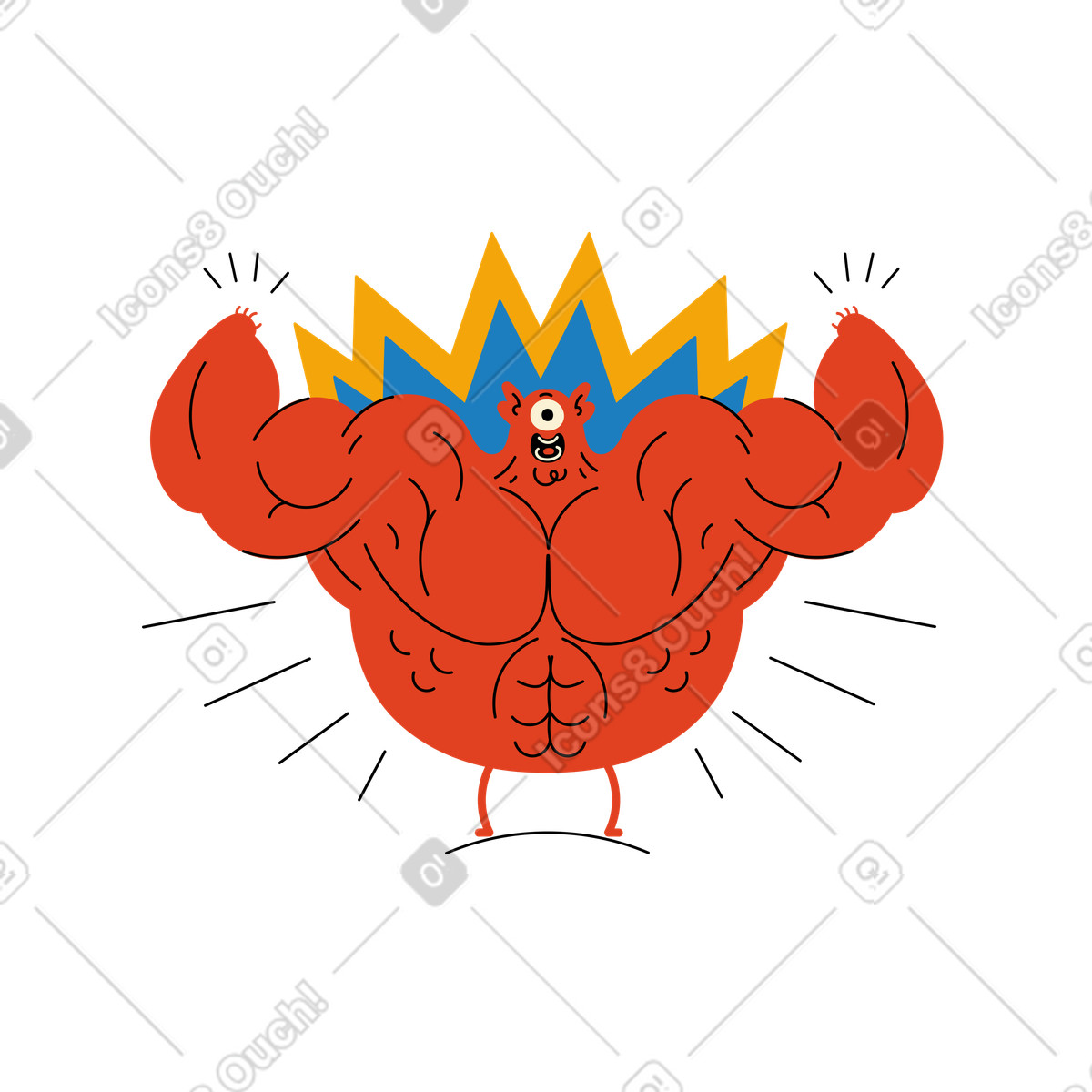 Ilustración animada El personaje bombea su cuerpo. en estilo Jelly a descargar en GIF, Lottie (JSON), AE