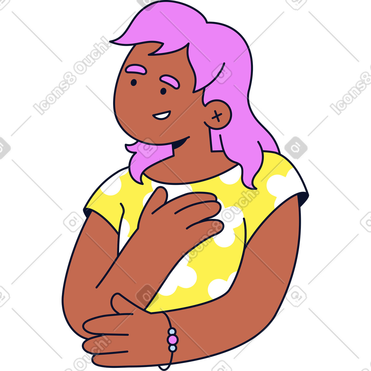 Ilustração de Mulher alegre em no estilo Flexy para baixar em PNG, SVG