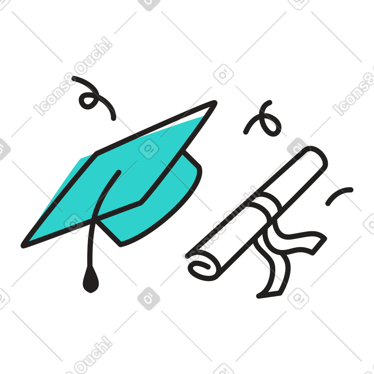 Mortarboard with diploma illustration college clipart educational graphics vector images