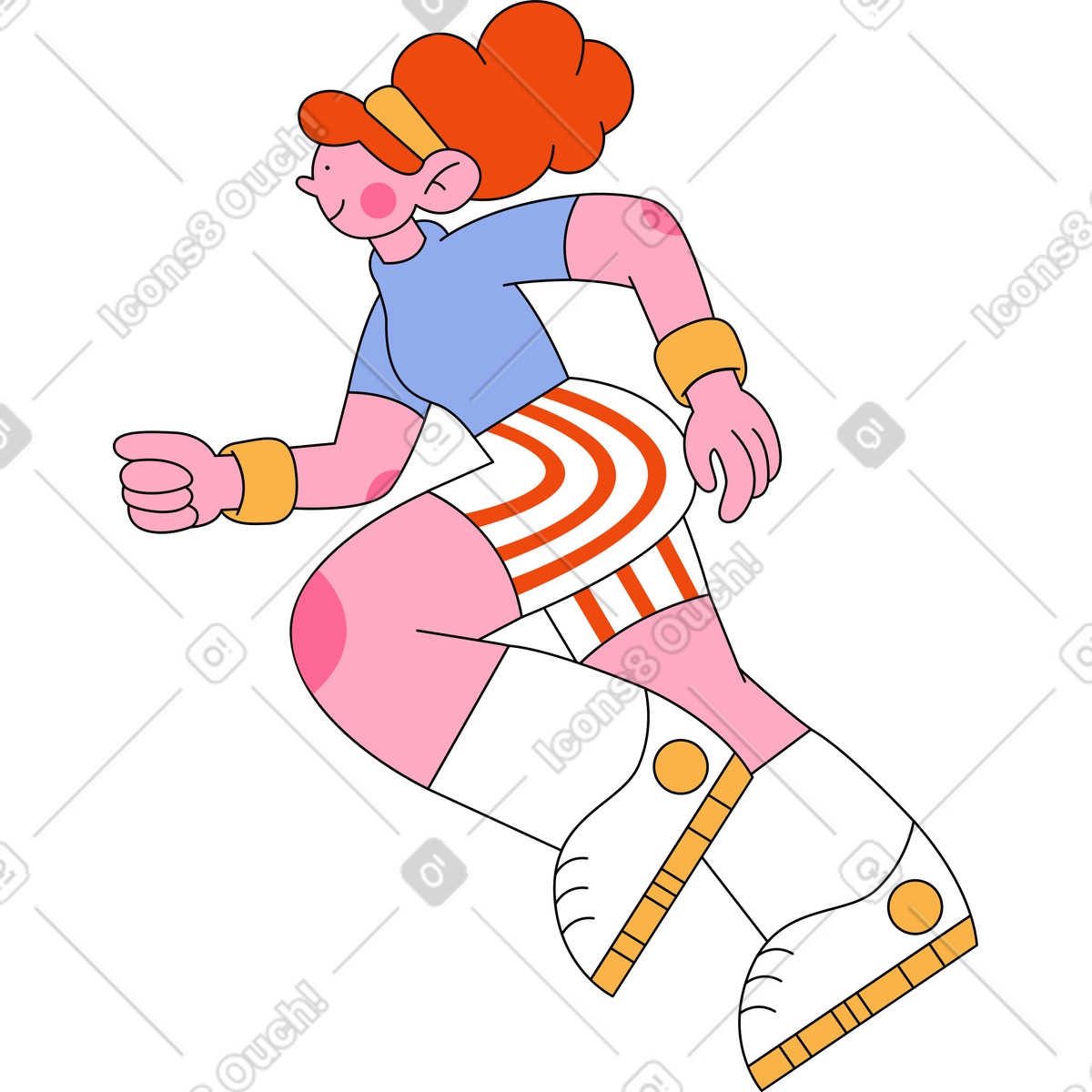 Running woman athlete illustrazione in stile Bloom scarica in PNG, SVG