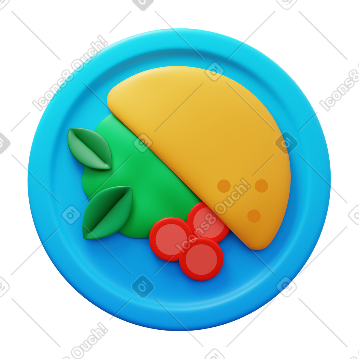 3D Fluency 스타일의 Omlette 일러스트레이션 PNG, SVG 다운로드