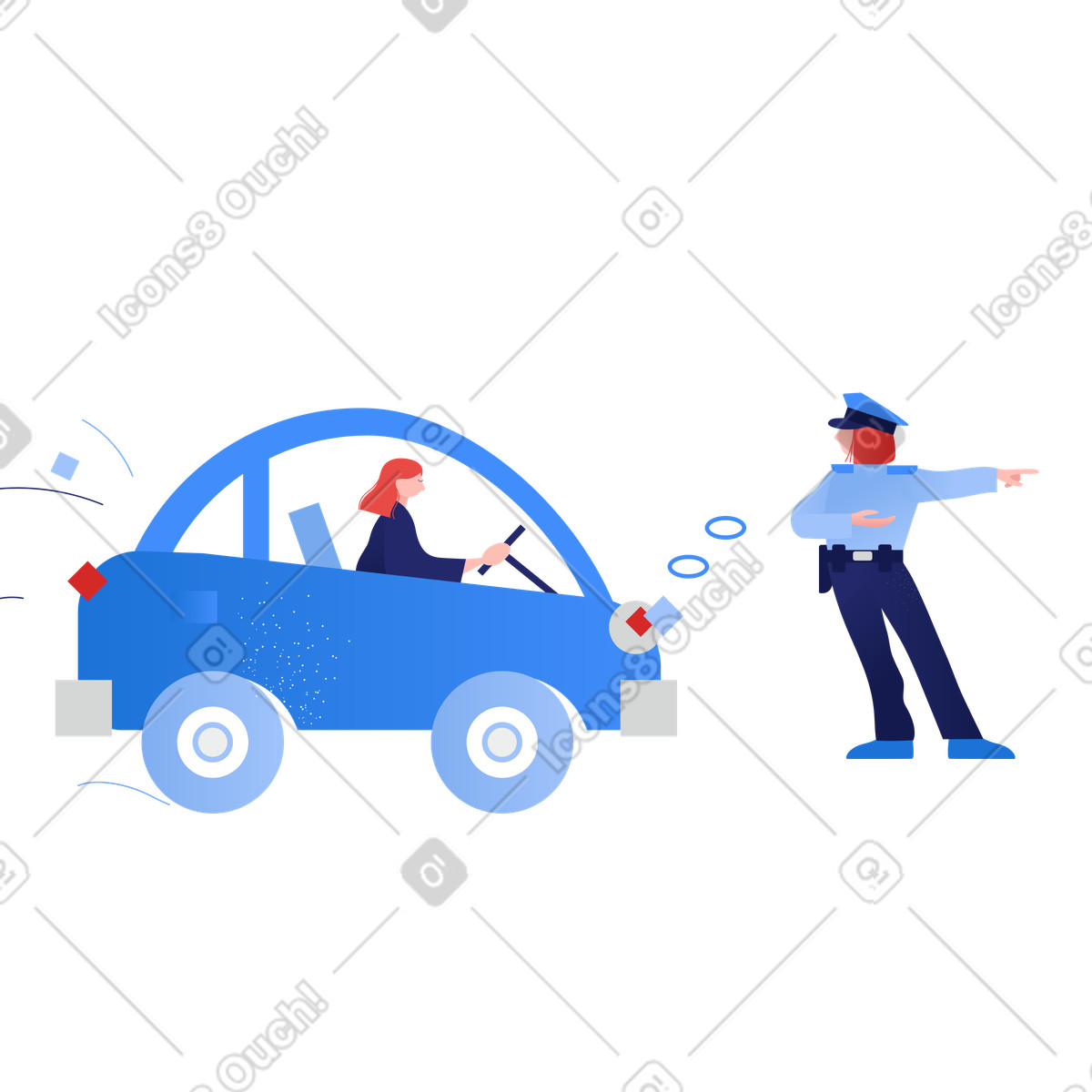 Ilustración Agente de tráfico dirigiendo un vehículo en estilo Clip a descargar en PNG y SVG