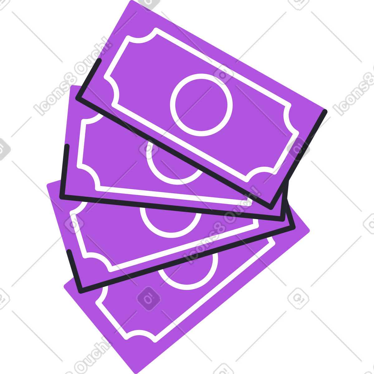 Many money banknotes illustration in Grapy style download in PNG, SVG