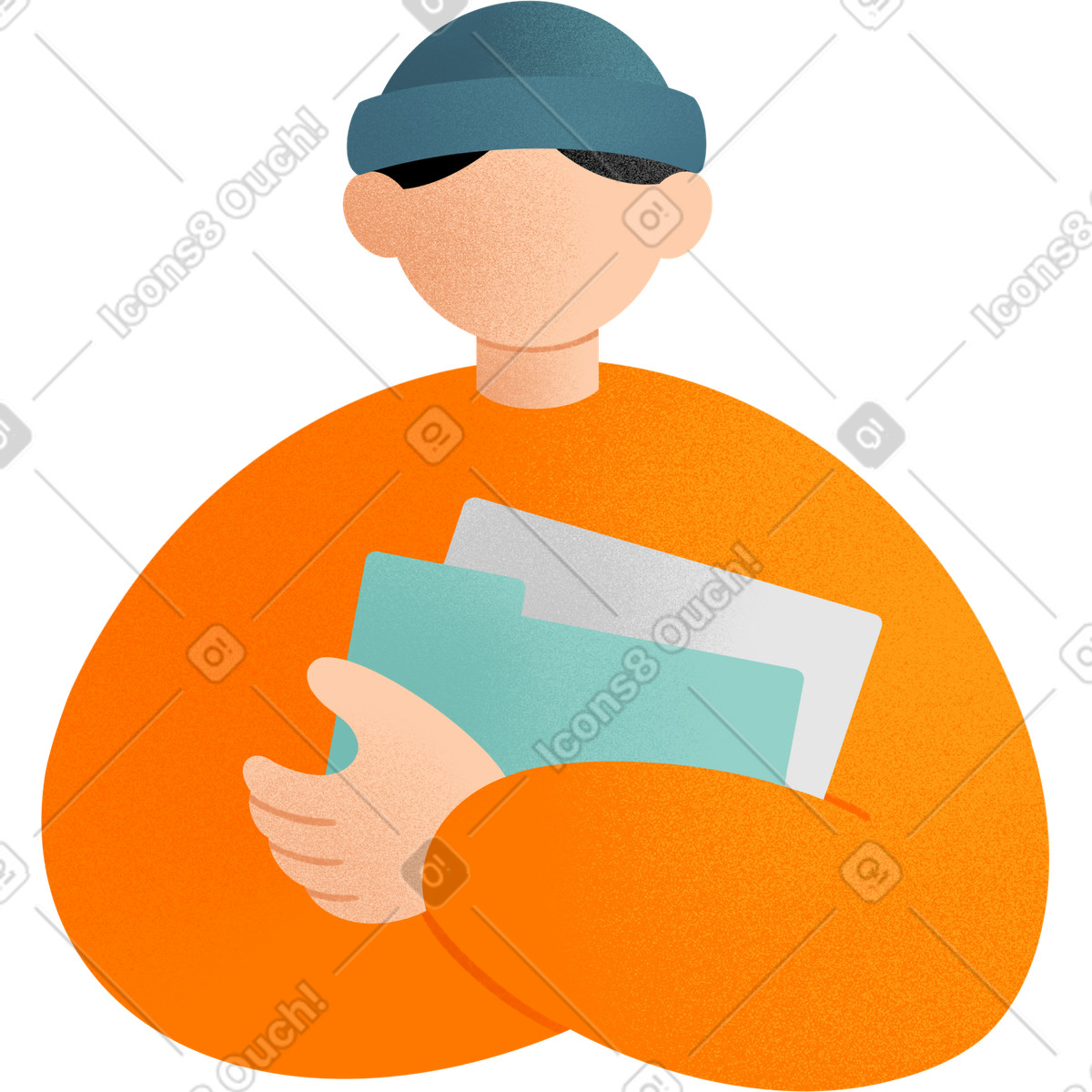 Ilustração de Jovem segurando pastas em no estilo Joy para baixar em PNG, SVG