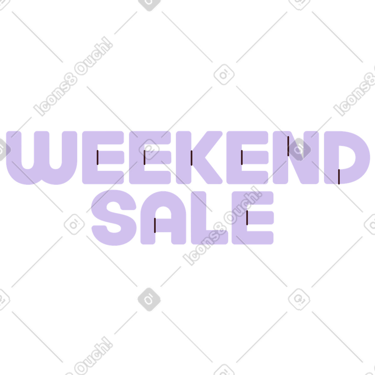 Ilustración Venta de fin semana letras en estilo Folks a descargar en PNG y SVG