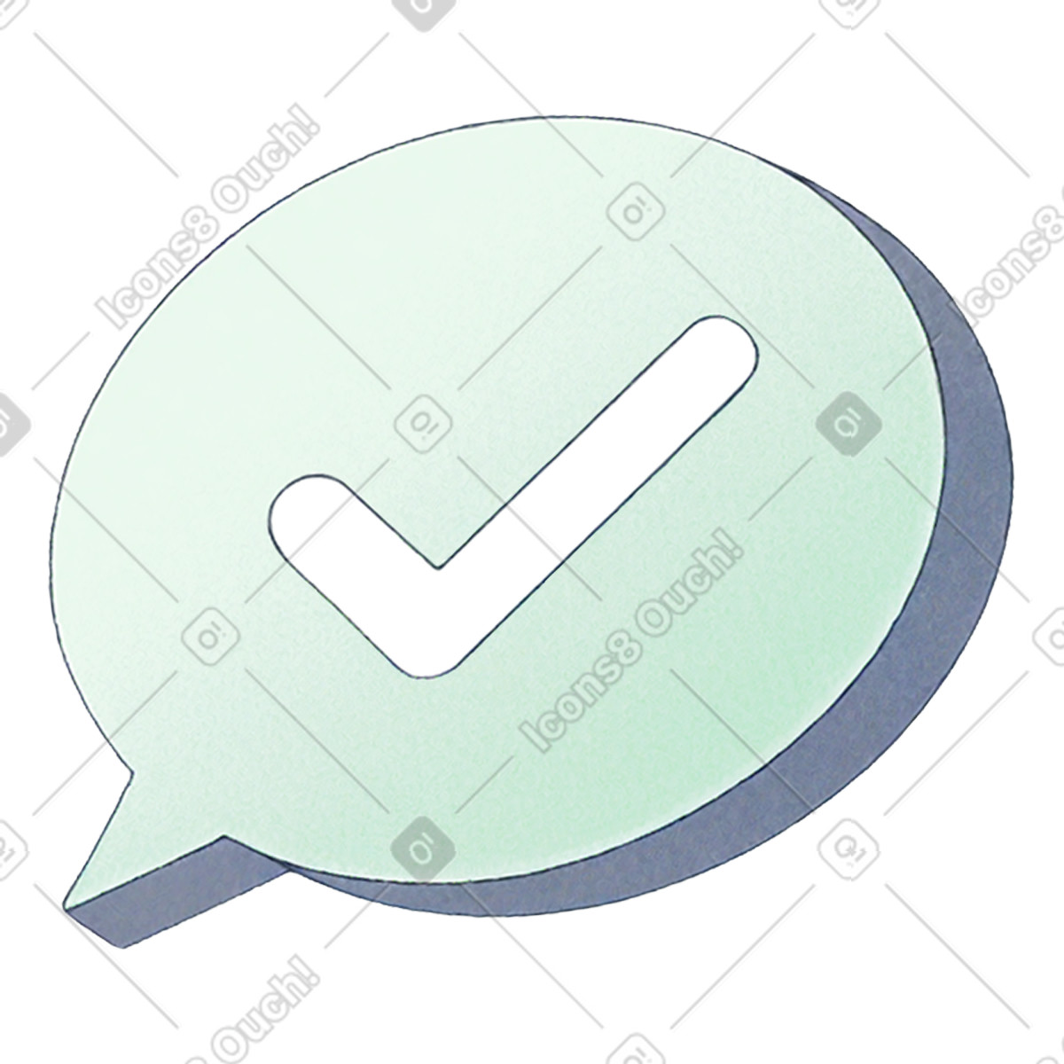 Haze スタイルの チェックマーク付きの吹き出し のイラストをPNG、SVG形式でダウンロード