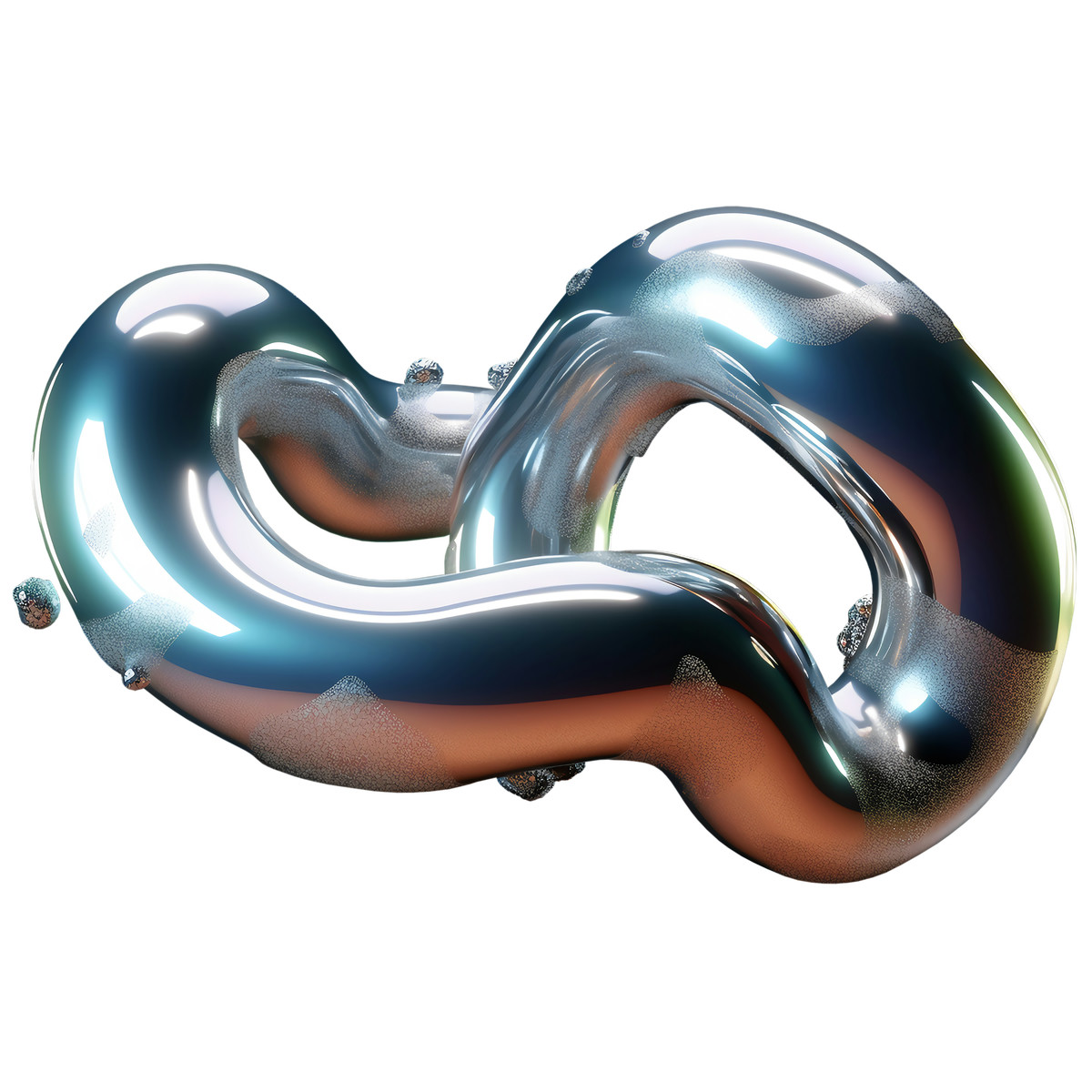 3D Twisted metallic shape with reflective surface illustration in style download in PNG, SVG