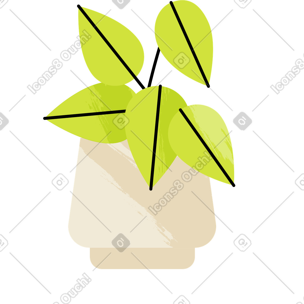 Vaso di fiori illustrazione in stile Juicy scarica in PNG, SVG