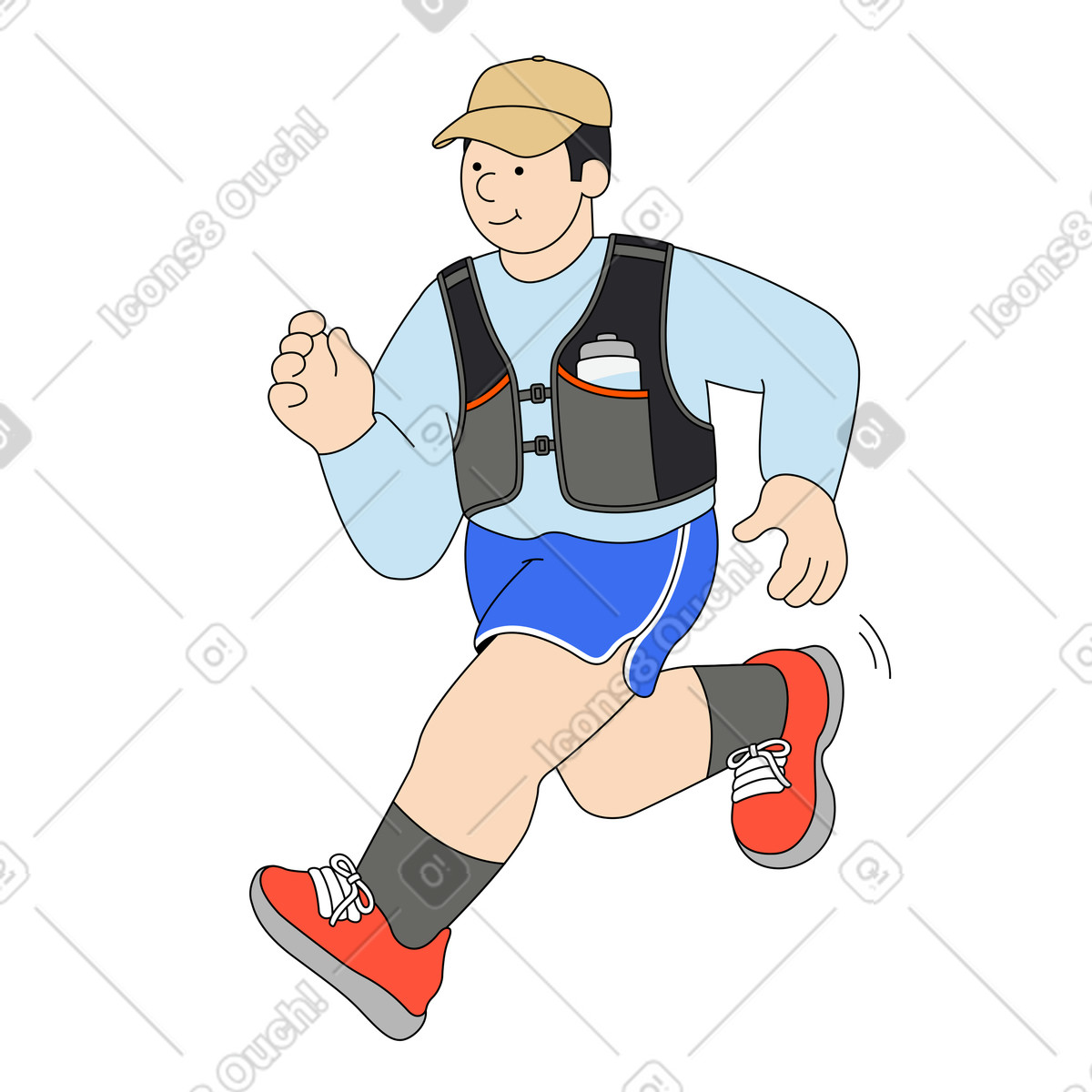 Ilustración Joven sonriente corriendo en estilo Kindy a descargar en PNG y SVG