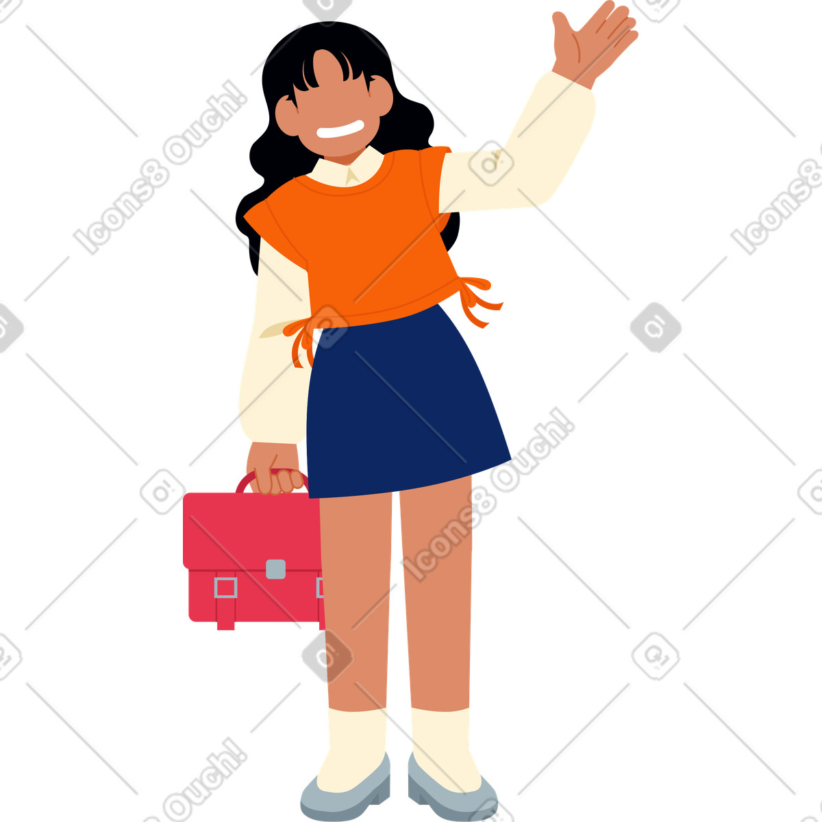 Young woman waving her hand illustration in Catchy style download in PNG, SVG