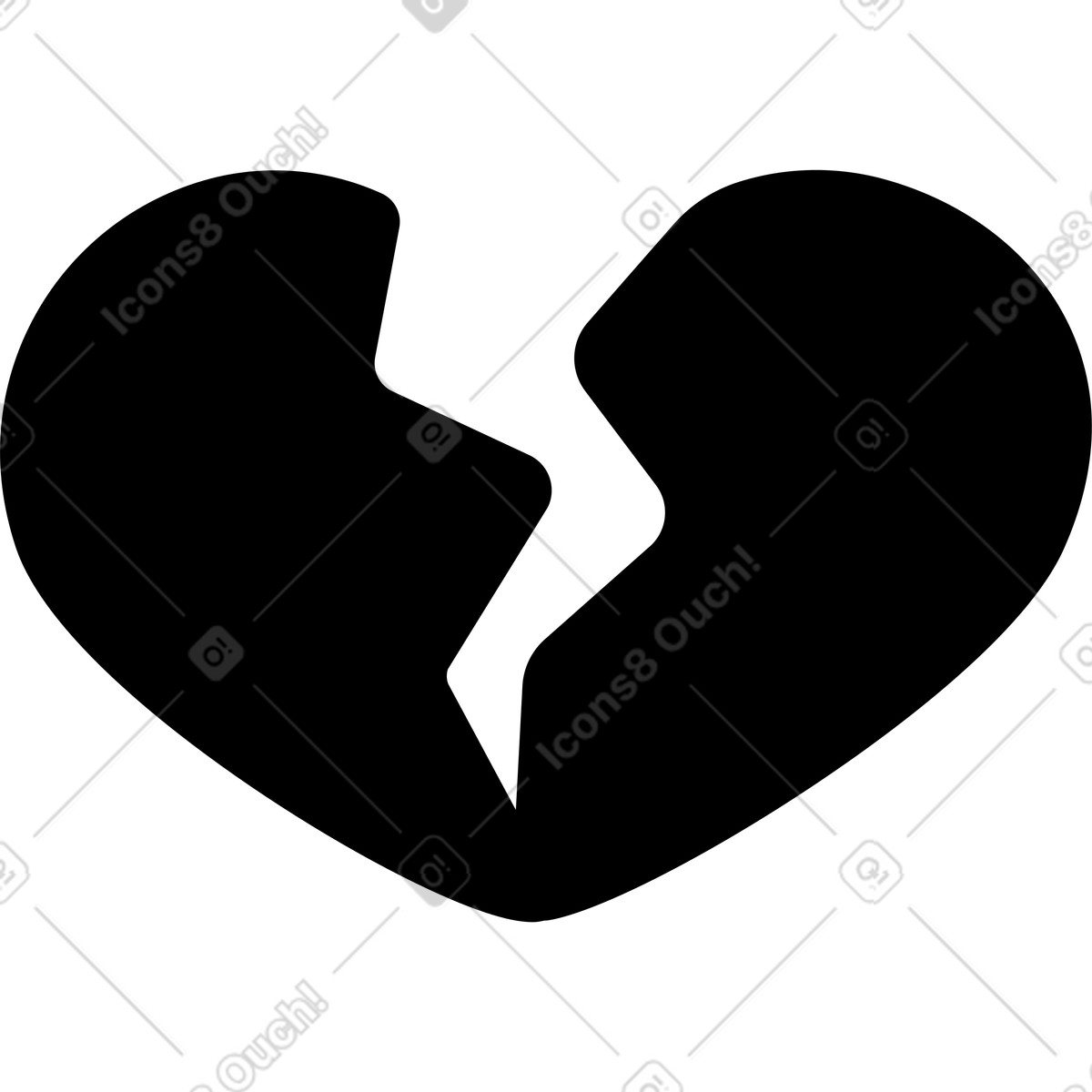 Black broken heart illustration in Transistor style download in PNG, SVG