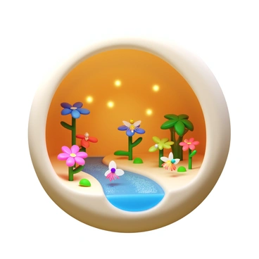 A fairy world inside a bone marrow cavity with glowing flowers and tiny, sparkling fairies. The cavity has a smooth, organic texture, resembling bone, with shades of creamy white and soft beige. There are miniature trees with colorful leaves, and small streams of shimmering water flowing through the space. The fairies wear delicate wings that glimmer in various pastel colors, and they are interacting with the environment, sitting on the flowers and playing near the streams. The atmosphere is filled with a gentle, warm light emanating from the flowers and the fairies.