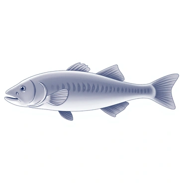 A coelacanth depicted in a minimalist style. The fish has a distinctive lobed pectoral fin and a symmetrical body shape. Its head features a prominent, somewhat flattened profile with a slightly open mouth, revealing sharp teeth. The tail fin is also lobed, showcasing its ancient lineage. The drawing captures the intricate details of its scales through thin, precise lines, emphasizing the fish's unique form while maintaining a clean and simple composition.