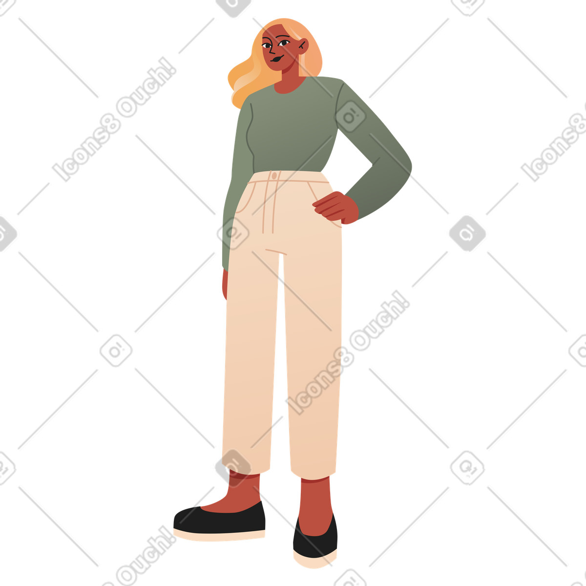 Young woman with blonde hair illustration in Coworking style download in PNG, SVG