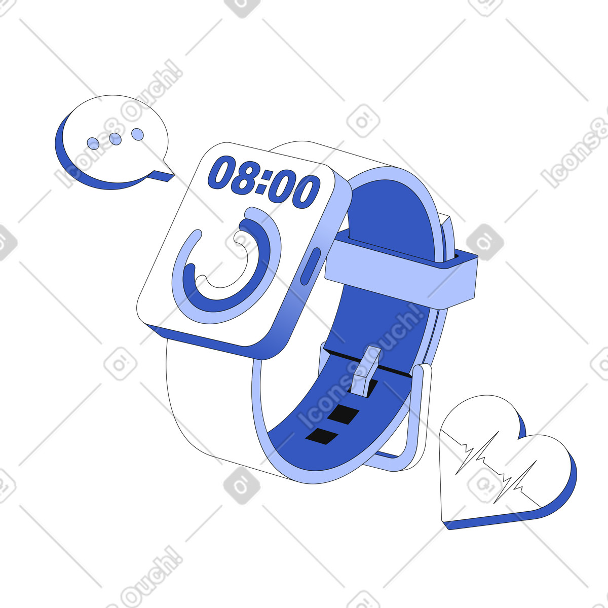 Smartwatch zur überwachung der herzgesundheit-Illustration im Techny-Stil als Download in PNG, SVG