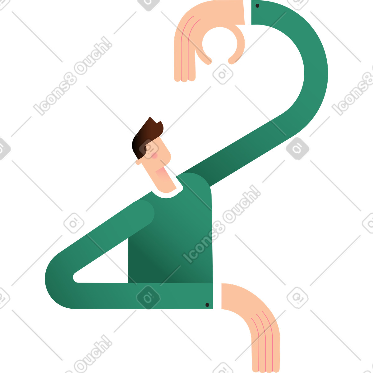 下载 Wavy 风格的 男人把他的手握在他上方 插画，支持 PNG、SVG 格式