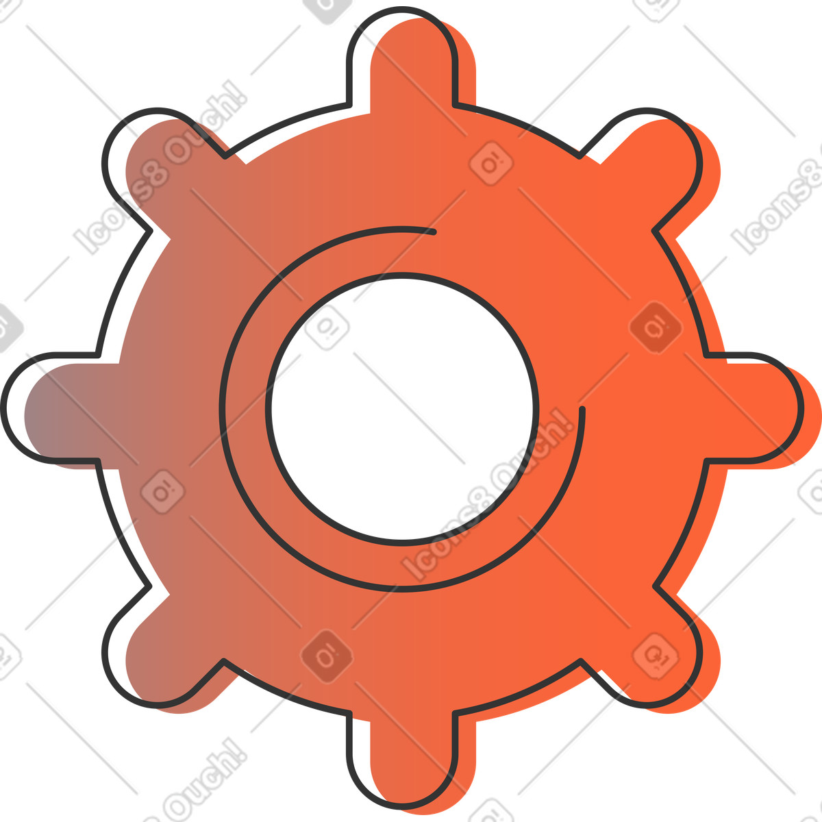 Gear illustration in Crayon style download in PNG, SVG