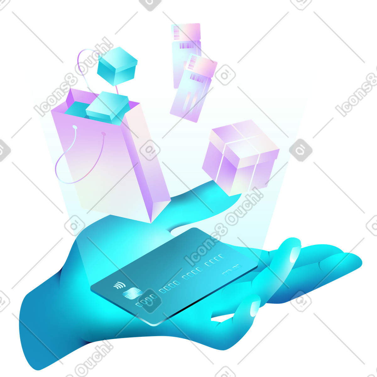 Online shopping with credit card payment illustration in PNG, SVG