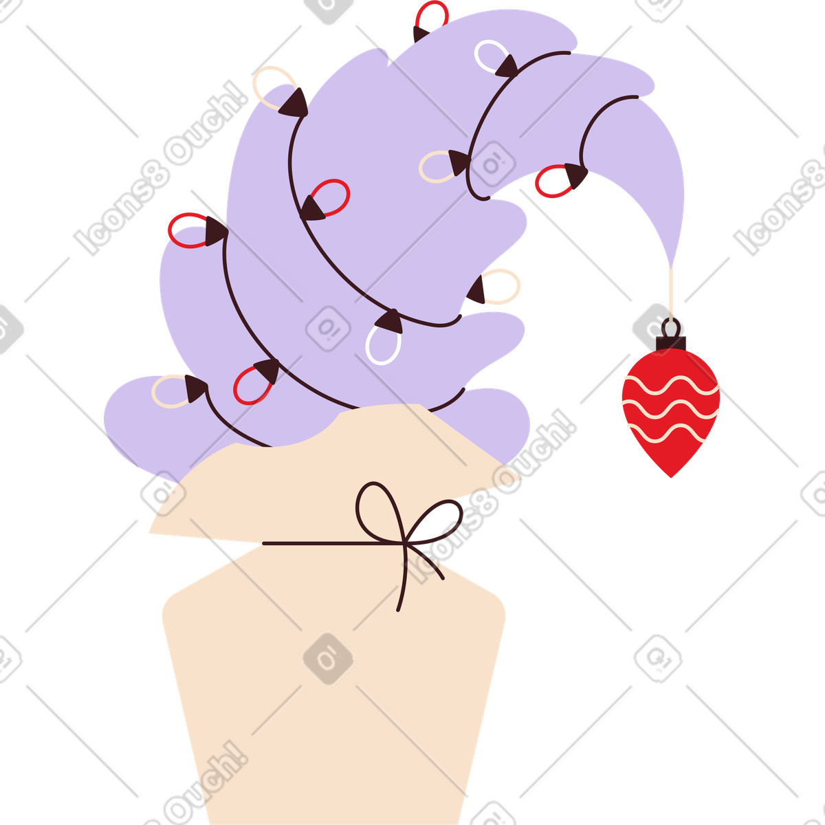 Decorated spruce branch illustration in Folks style download in PNG, SVG
