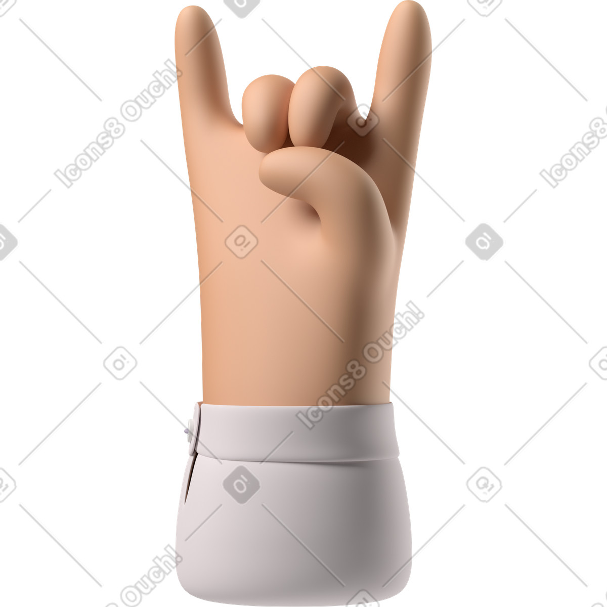 Ilustração de Mão pele bronzeada mostrando sinal rock em no estilo 3D Hands Fun&Wild para baixar em PNG, SVG