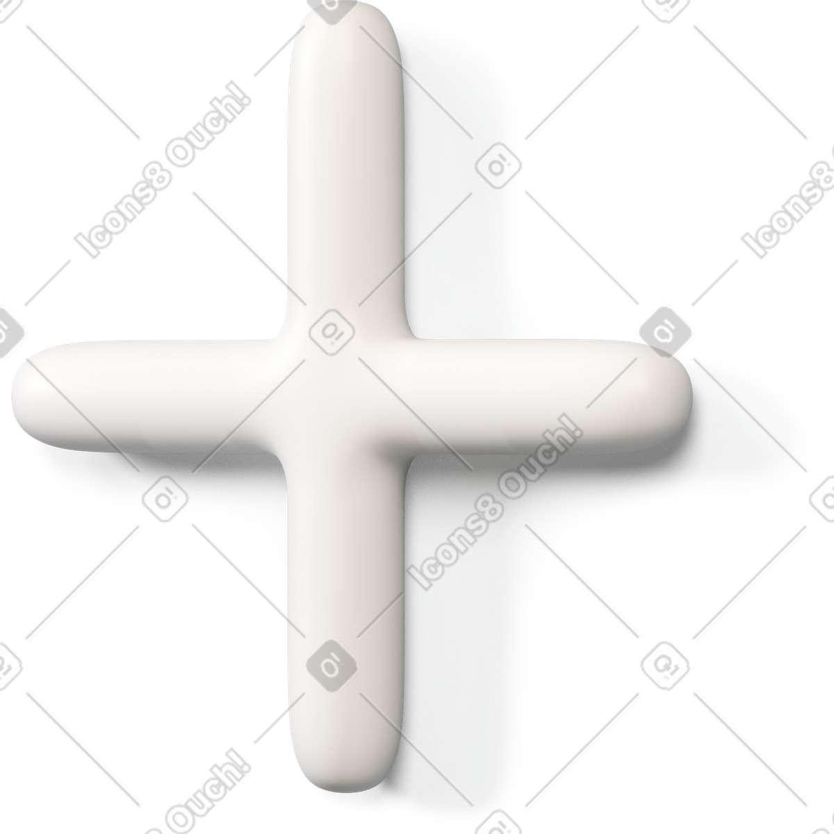 Illustration Icône plus blanche tournée vers la gauche dans le style 3D Buddy à télécharger aux formats PNG, SVG