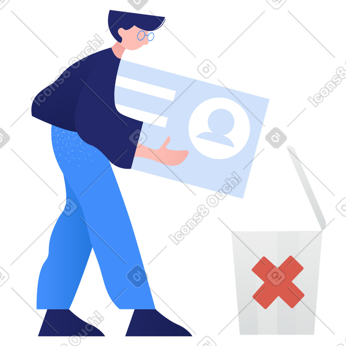 Illustration Suppression de compte dans le style Clip à télécharger aux formats PNG, SVG