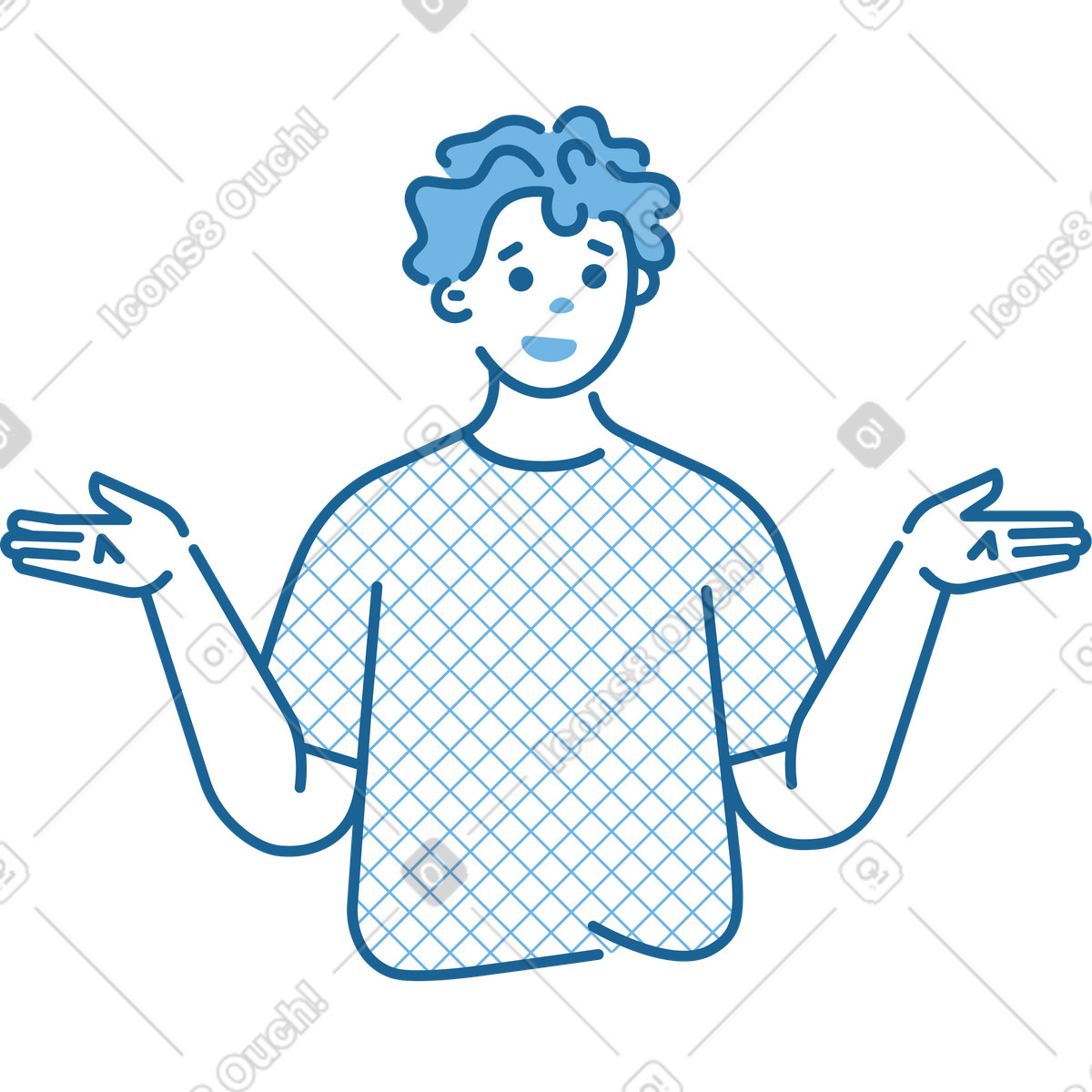 Man with open arms illustration in Natty style download in PNG, SVG