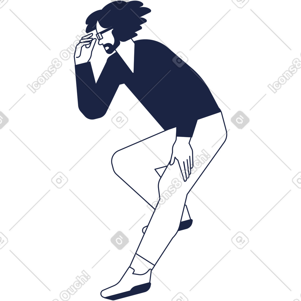 Man thinking illustration in Urban Line style download in PNG, SVG