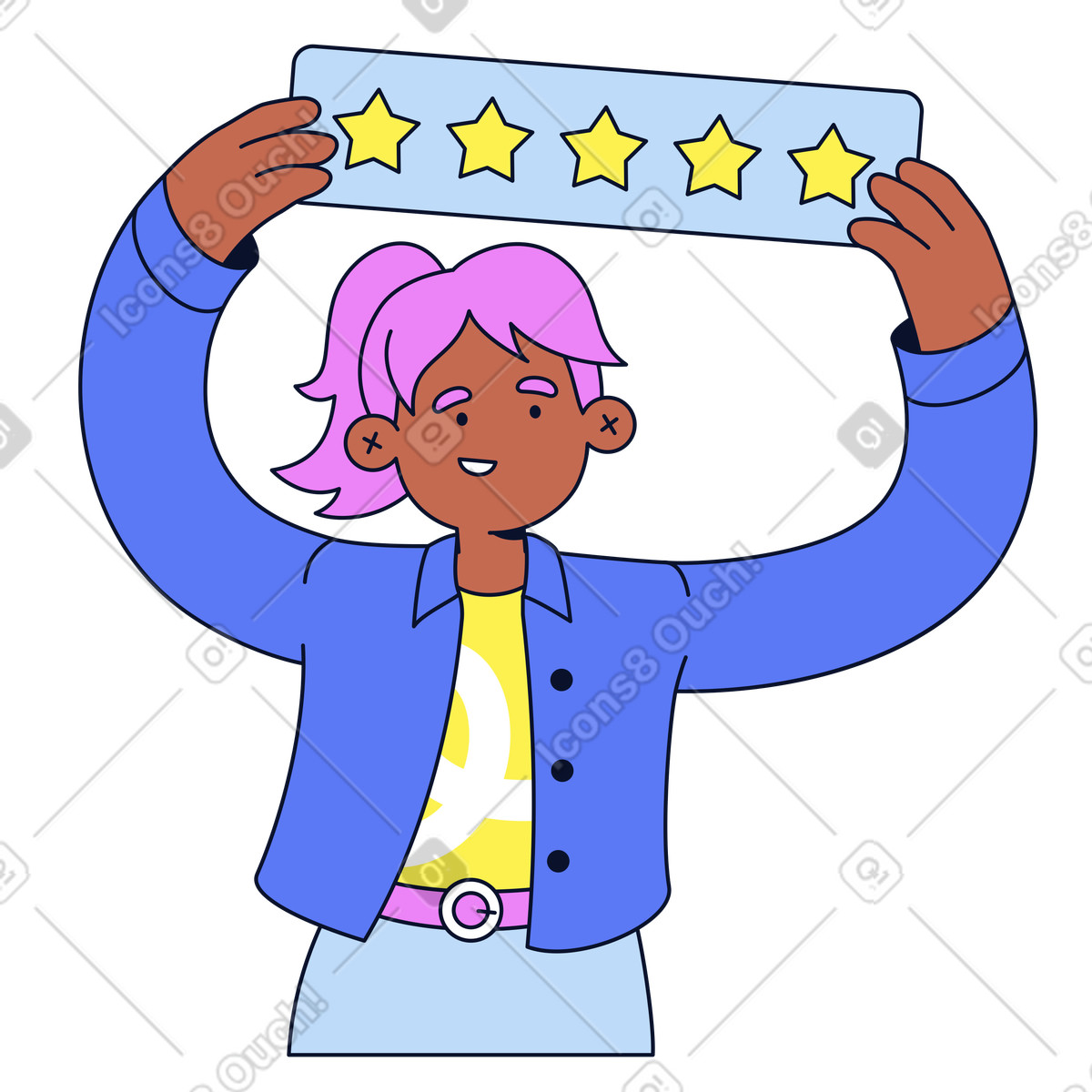 Giving five-star rating, customer feedback and satisfaction-Illustration im Flexy-Stil als Download in PNG, SVG