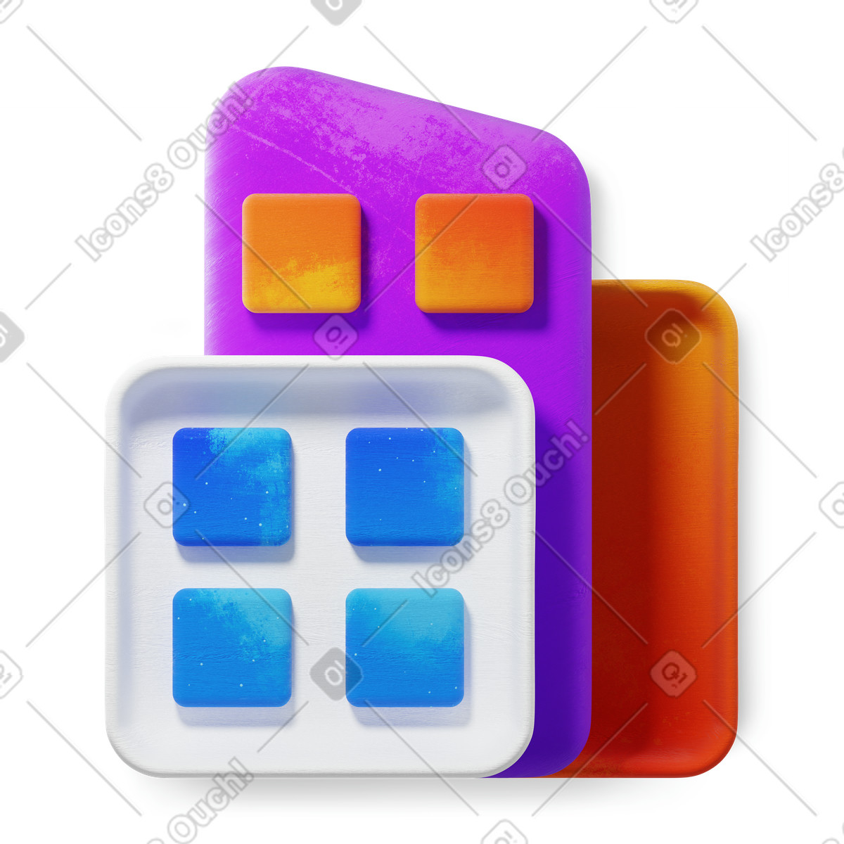 3D colorful abstract city illustration in Microsoft Fluent style download in PNG, SVG