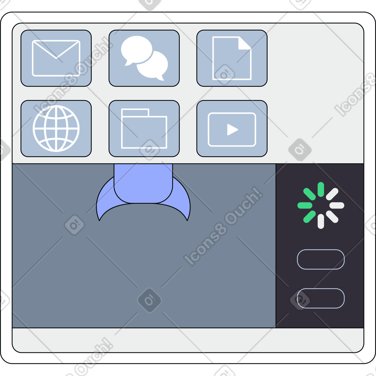 Lanciatore di app per piattaforma unificata illustrazione in stile Teko scarica in PNG, SVG