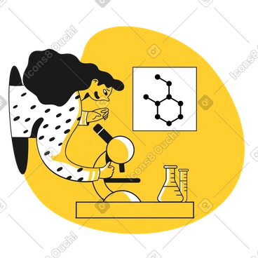 Femme scientifique travaillant avec un microscope PNG, SVG
