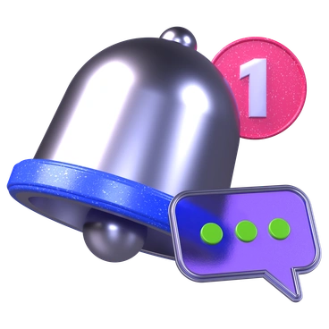 A notification bell with a message icon - 3D Boost style illustration