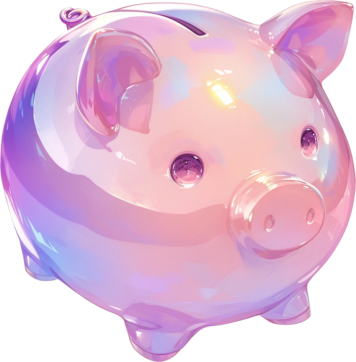 A shiny, pastel-colored piggy bank - Glazy style illustration