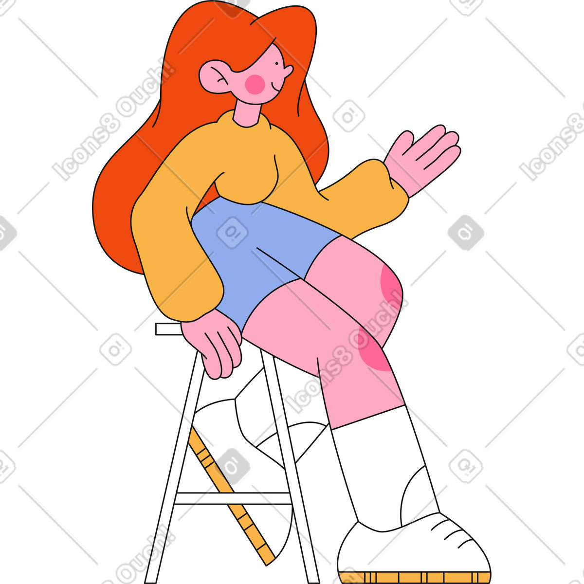 Bloom スタイルの 椅子に座っている女の子 のイラストをPNG、SVG形式でダウンロード
