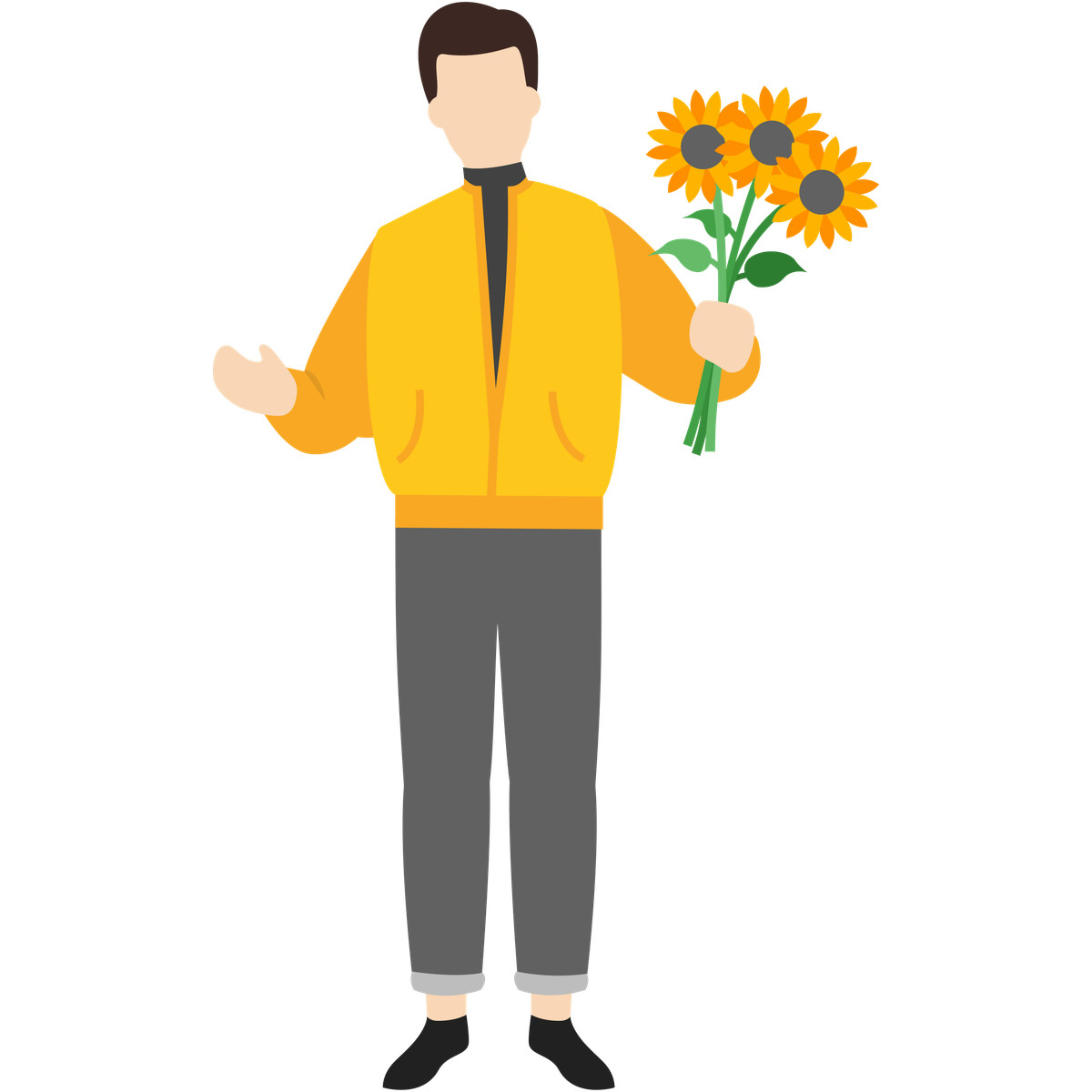 Ilustração de Man with flowers em no estilo Fogg para baixar em PNG, SVG