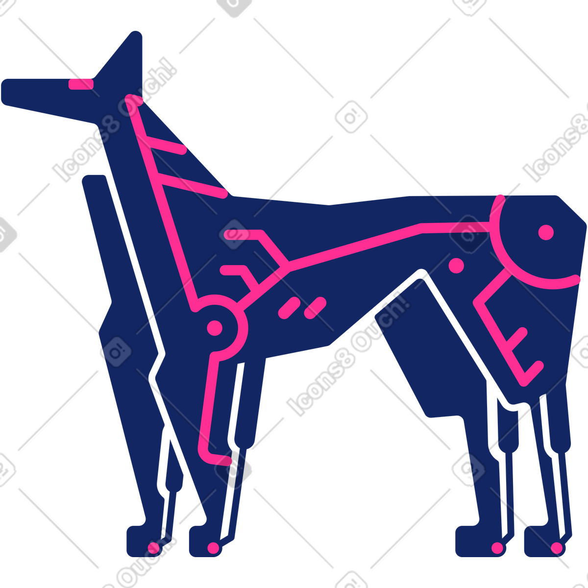 Hetzen-Illustration im Cyborg-Stil als Download in PNG, SVG