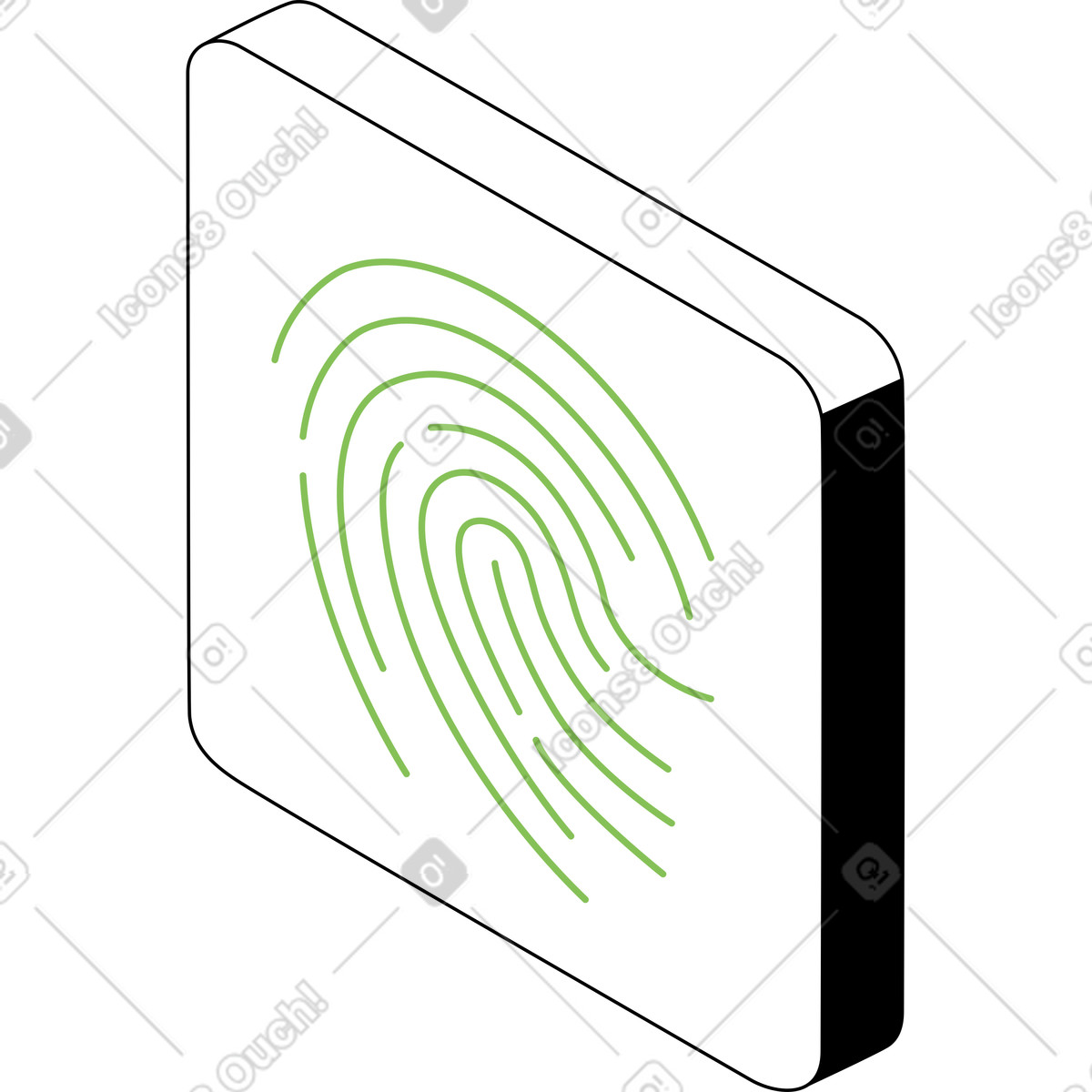 Isometric 스타일의 지문 버튼 일러스트레이션 PNG, SVG 다운로드