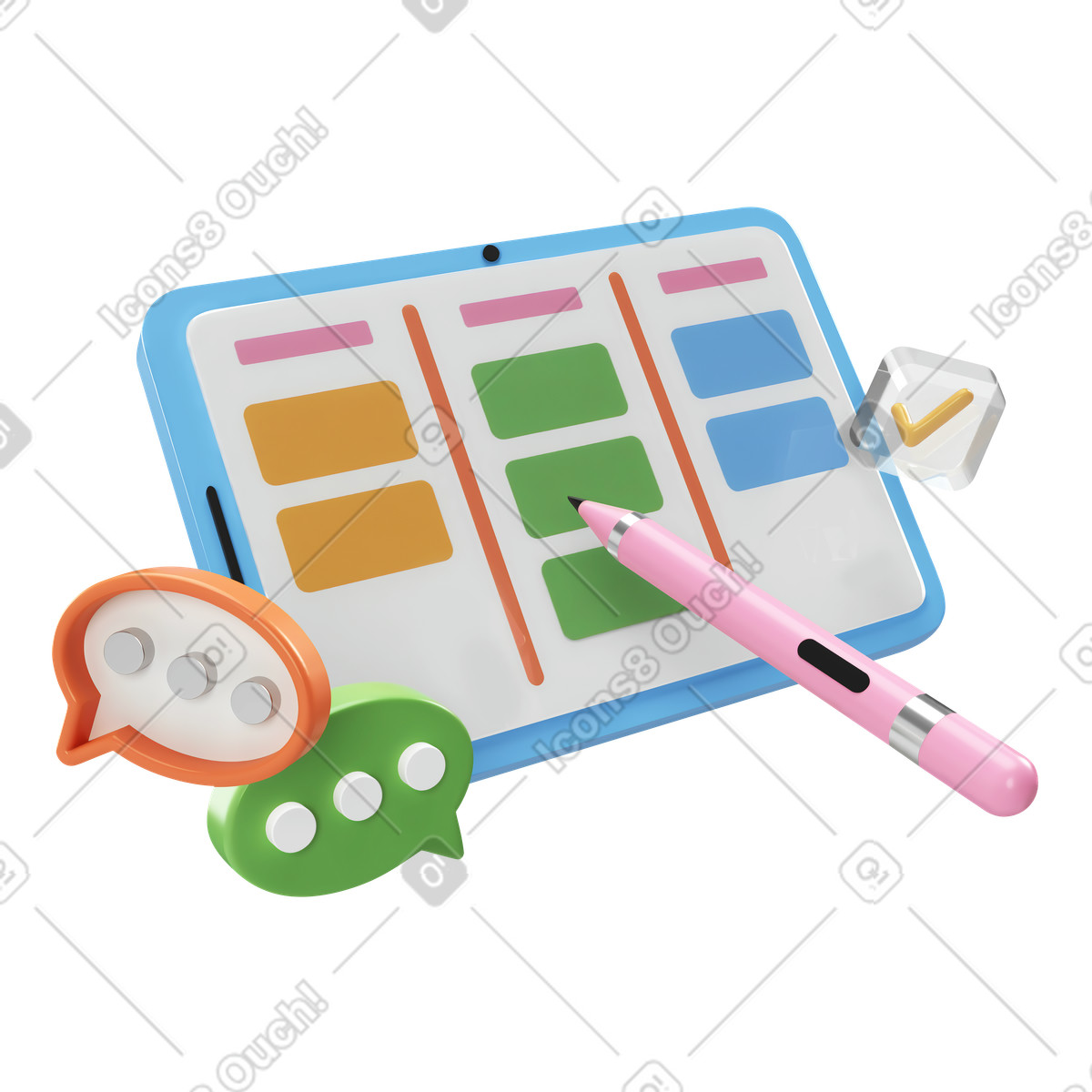Planning and kanban board illustration in PNG, SVG