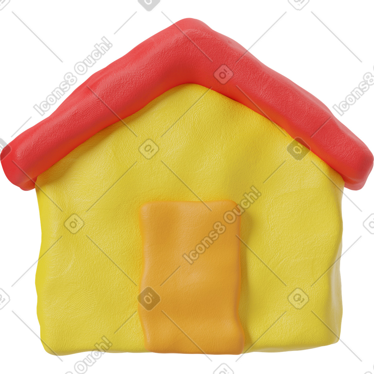 Kleine gelbe home-ikone-Illustration im 3D Plastilina-Stil als Download in PNG, SVG