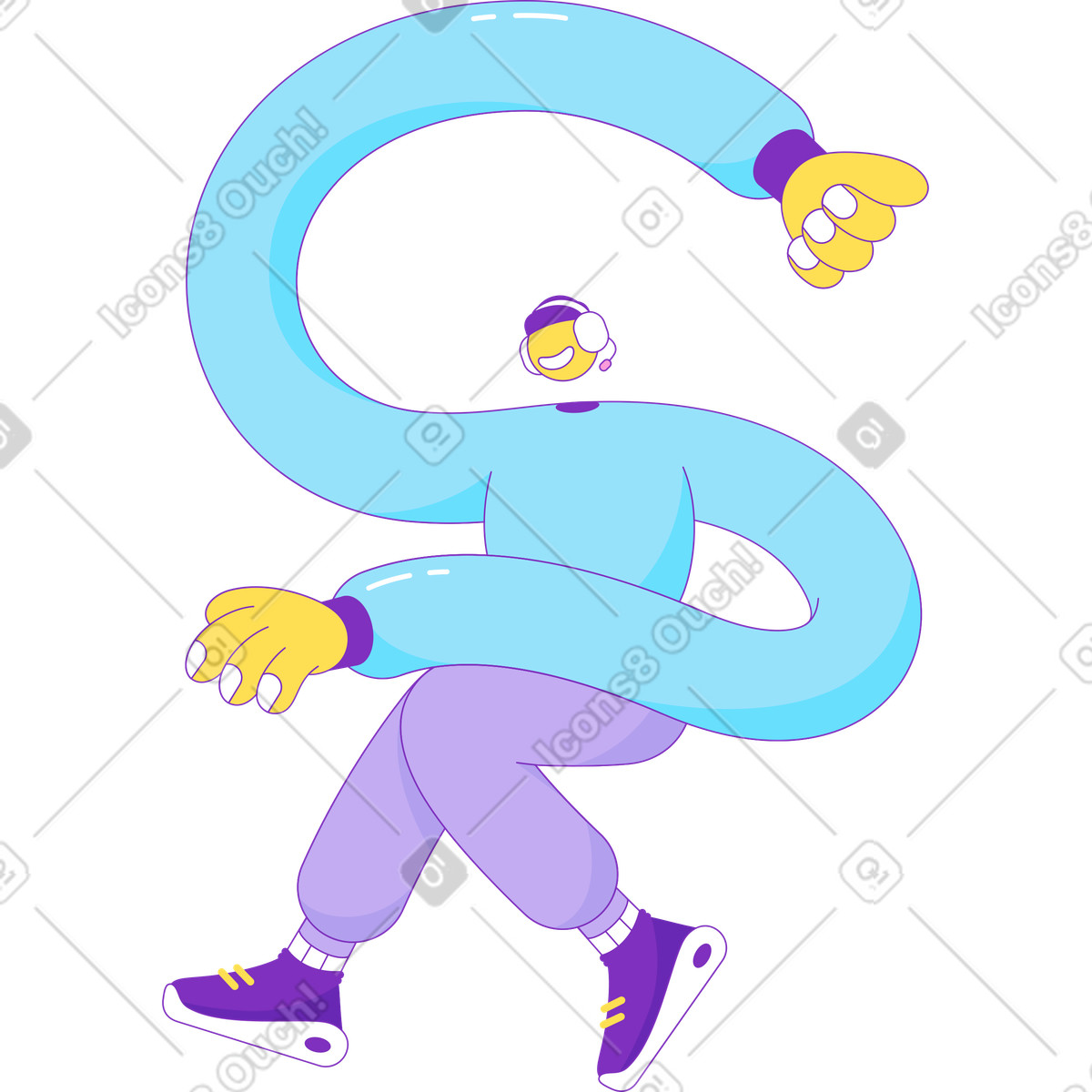 Illustration Corps assis d'un garçon sans tête dans le style Elastic à télécharger aux formats PNG, SVG