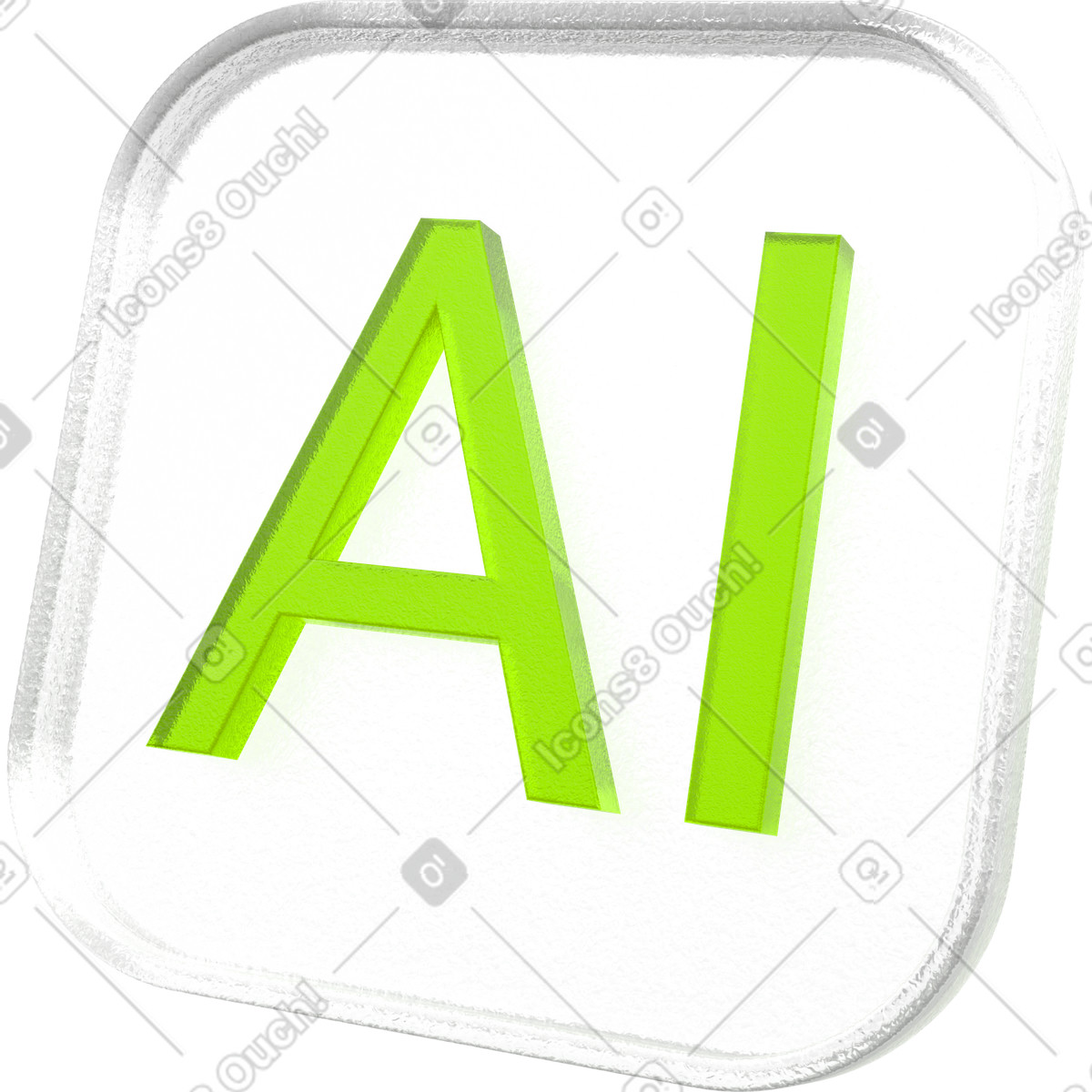Illustration Icône en verre avec texte ia, étiquette d'intelligence artificielle dans le style 3D Enterprise à télécharger aux formats PNG, SVG