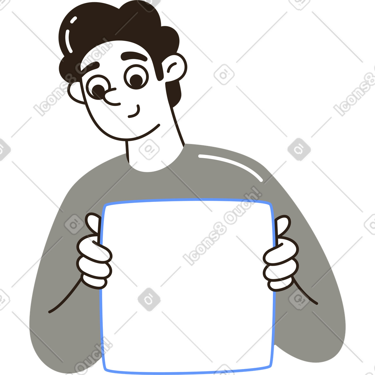 Man with square illustration in Plain style download in PNG, SVG
