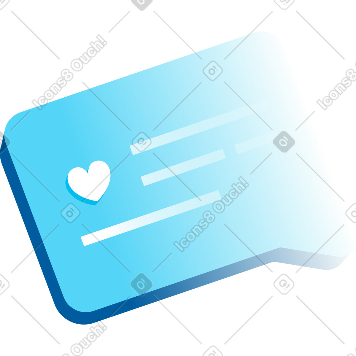 Sprechblase mit herz-Illustration im Icy-Stil als Download in PNG, SVG