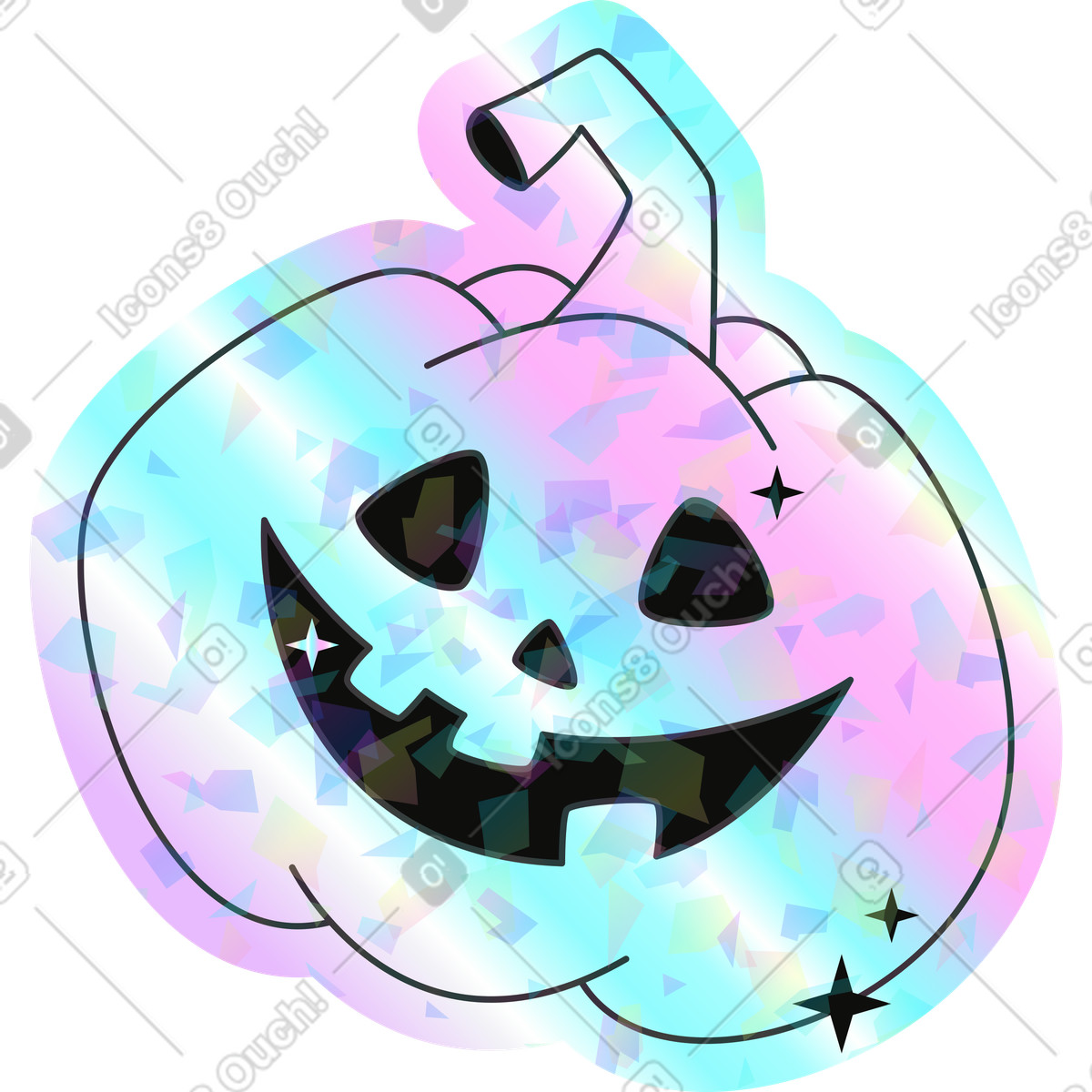 Holostickers スタイルの かぼちゃ のイラストをPNG、SVG形式でダウンロード